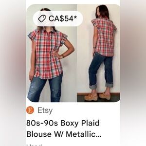 Plaid country shirt,Yellowstone,cowgirl,grunge,1X,oversized,PTP 25”,boxy,NWT EC